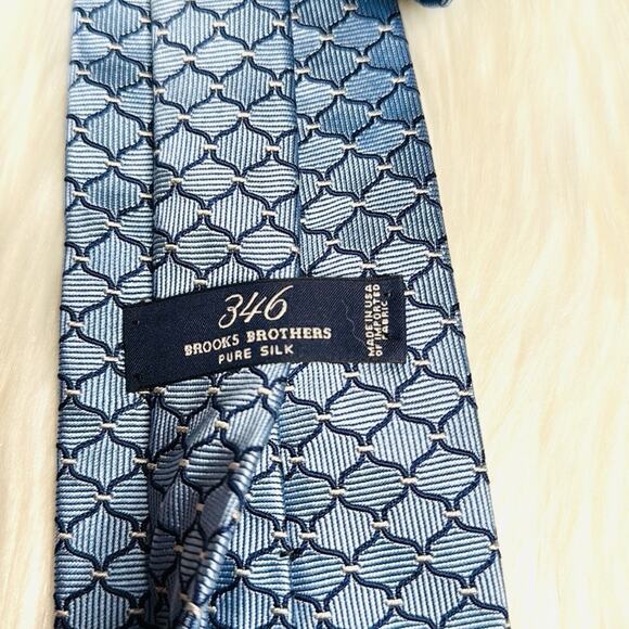 Brooks Brothers 346 Blue Print Silk Tie - Picture 2 of 4